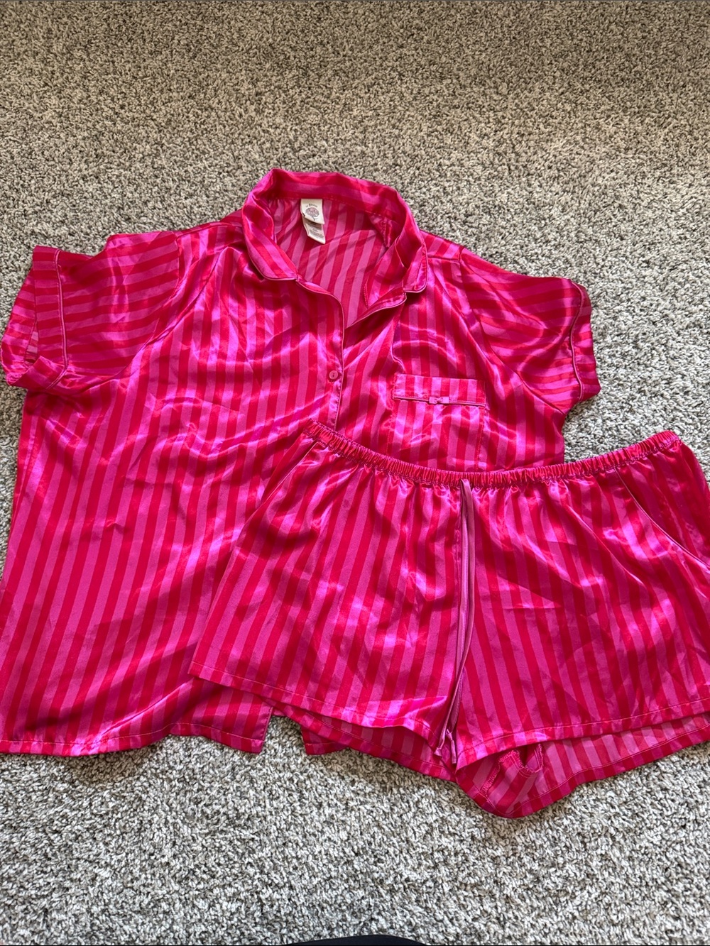 In Bloom Pink and Hot Pink Striped Blouse & Short Set